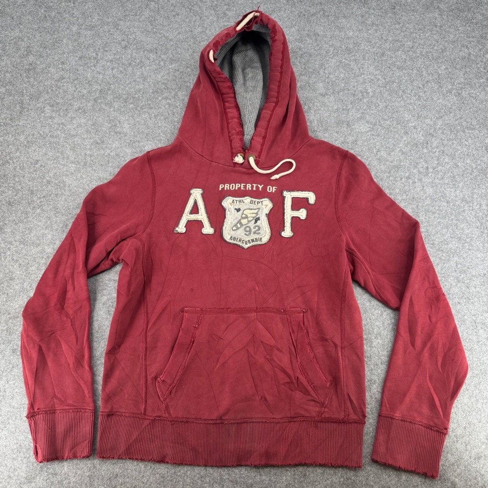 VTG Y2K Abercrombie & Fitch Hoodie Mens Large Muscle Fit Maroon Distressed